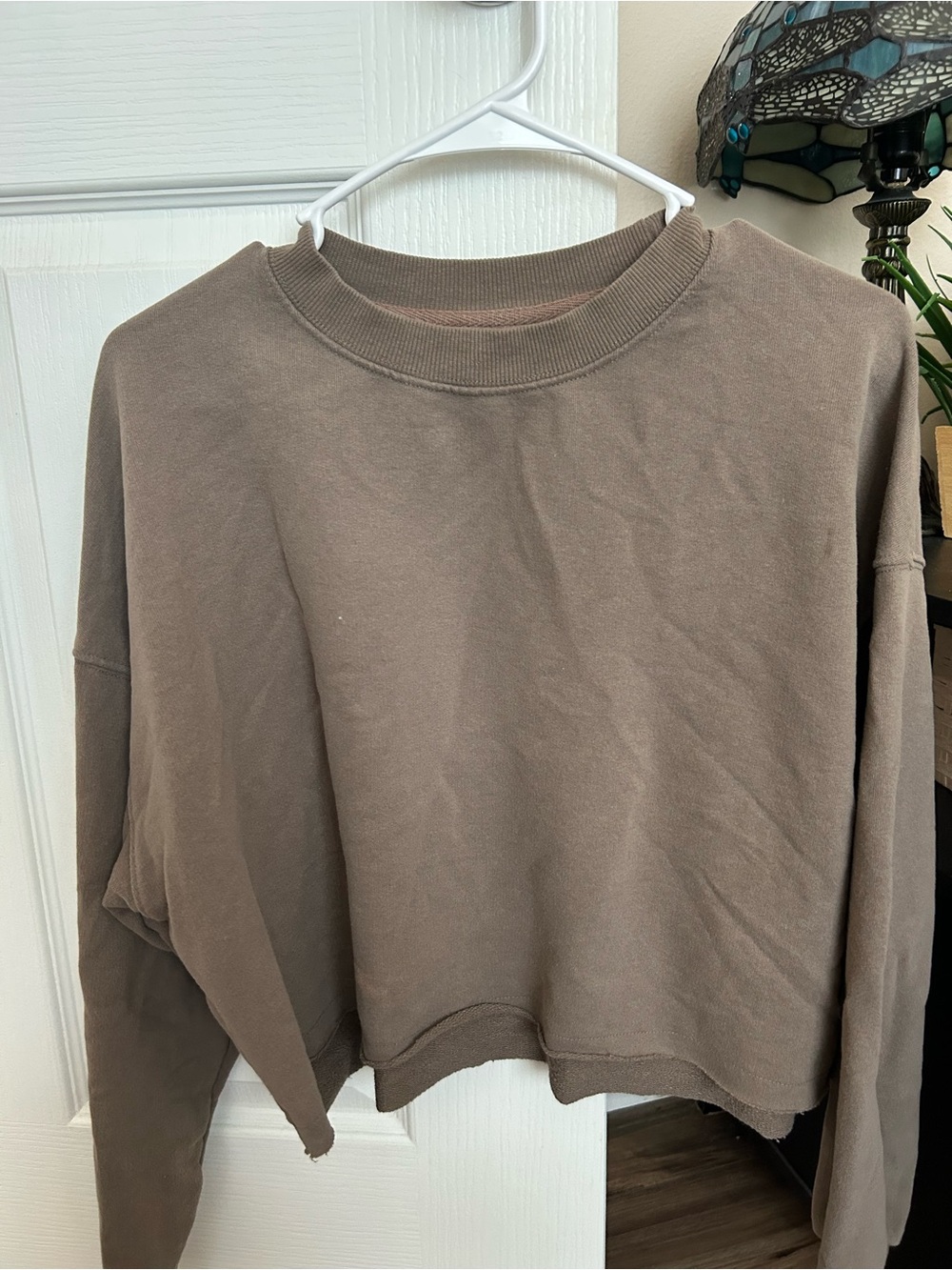 Pull&Bear Cropped Crewneck Sweatshirt - Brown